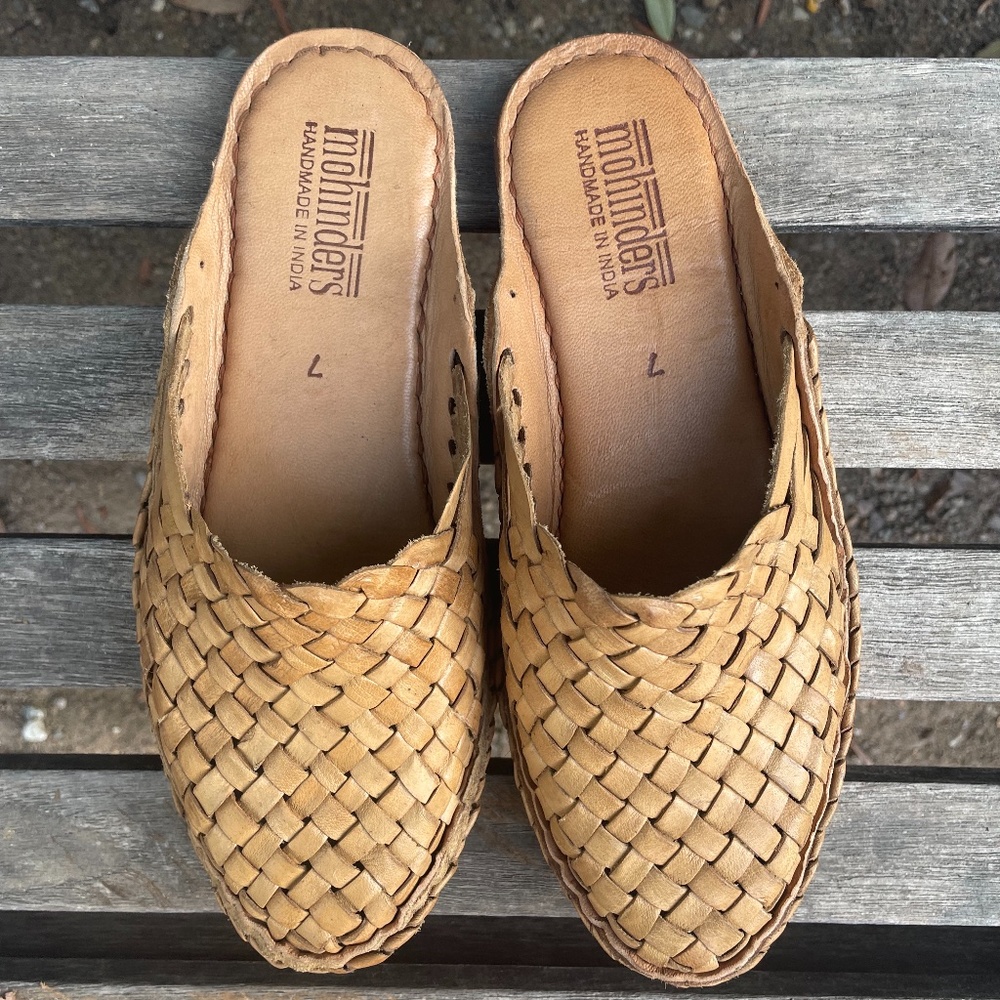 Mohinder's Tan leather mules